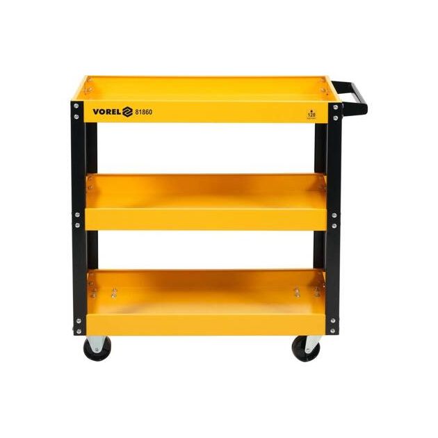 Візок для майстерні VOREL, 3 полки, 120 кг, 77,5 х 76 х 35,5 см, фото , изображение 3 | SNABZHENIE.com.ua