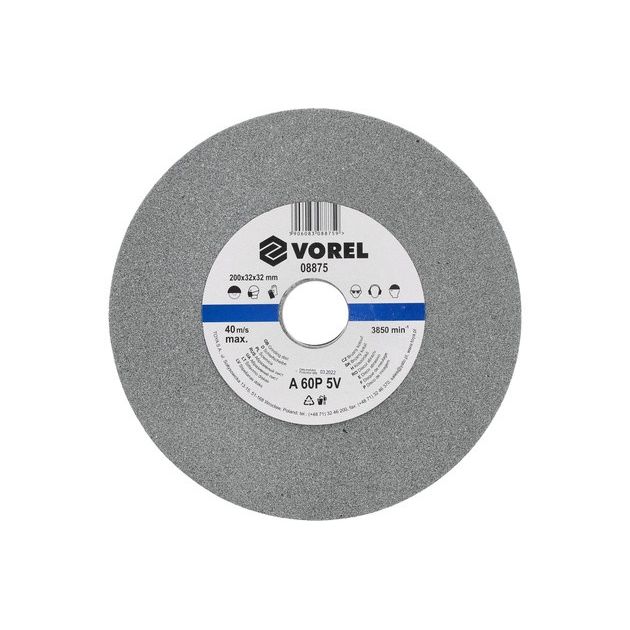 Круг для точила VOREL : 200х31,75х30 мм (дрібнозернистий) [10], фото , зображення 2 | SNABZHENIE.com.ua