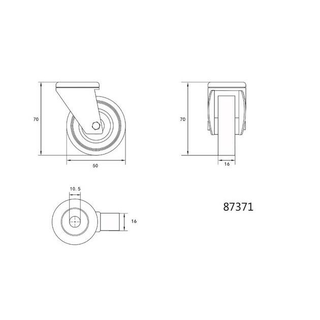 Колесо для тележки VOREL 50 мм с вращающейся опорой, 20 кг, фото , изображение 2 | SNABZHENIE.com.ua