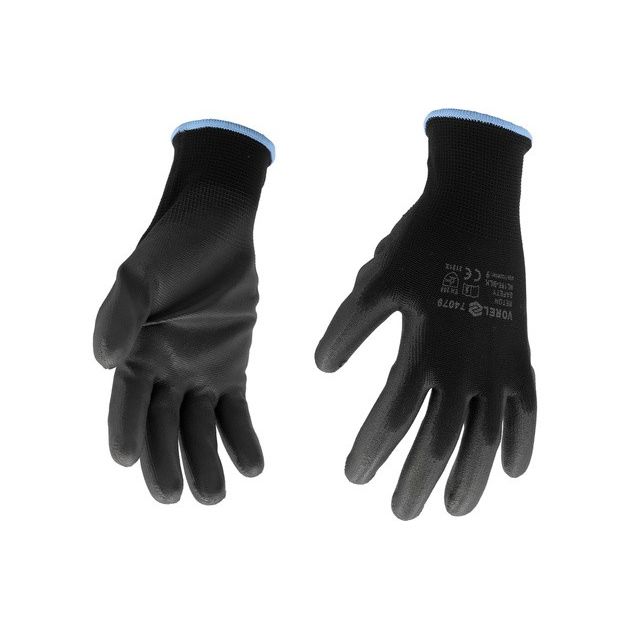 Рукавиці VOREL робочі чорні, поліестер з поліуретановим покриттям, 9 р., фото , изображение 3 | SNABZHENIE.com.ua
