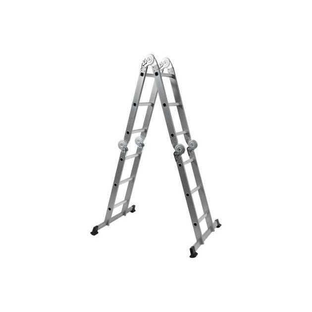 Драбина розкладна VOREL : 4 секції x 3 сходини, h=3.4 м, 94х35х27 см, алюміній+сталь [1], фото , зображення 3 | SNABZHENIE.com.ua