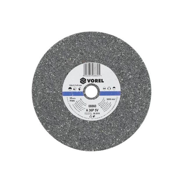 Круг для точила VOREL : Ø= 125/12,7 мм, h= 16 мм (грубозернистий) [10], фото , зображення 2 | SNABZHENIE.com.ua