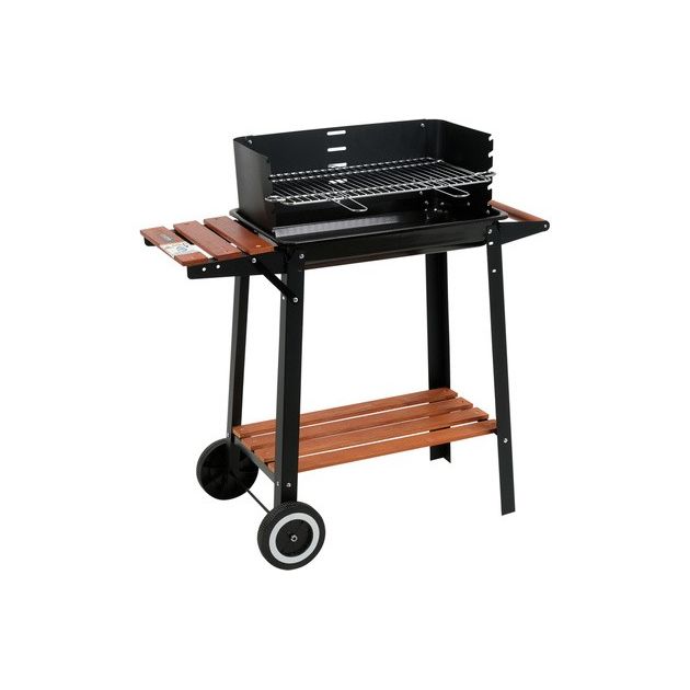 Гриль LUND прямоугольный угольный 46x27 см, 4 ножки, 2 полки, колеса, фото , изображение 3 | SNABZHENIE.com.ua