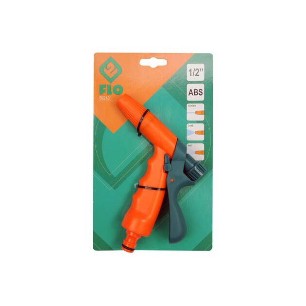 Зрошувач-пістолет 3-режимний FLO для шлангу 1/2, ABS-пластик, фото , изображение 3 | SNABZHENIE.com.ua