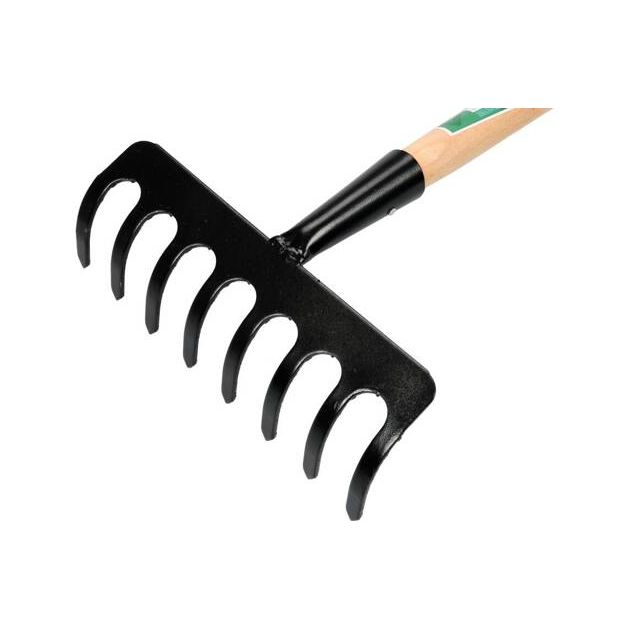 Грабли присадибные, металлические FLO с деревянным держаком, 8 зубьев, фото , изображение 3 | SNABZHENIE.com.ua