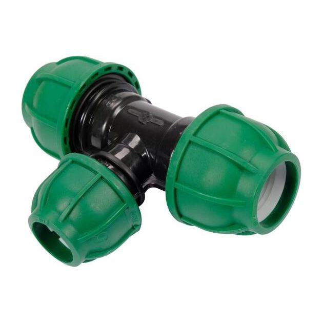 Тройник сплошной пластиковых труб 32 мм-25 мм-32 мм FLO, 1 MPa, фото , изображение 2 | SNABZHENIE.com.ua