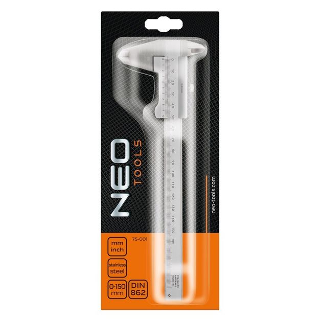 Штангенциркуль DIN, 150 мм, нержавеющая сталь NEO (75-001), фото , изображение 2 | SNABZHENIE.com.ua