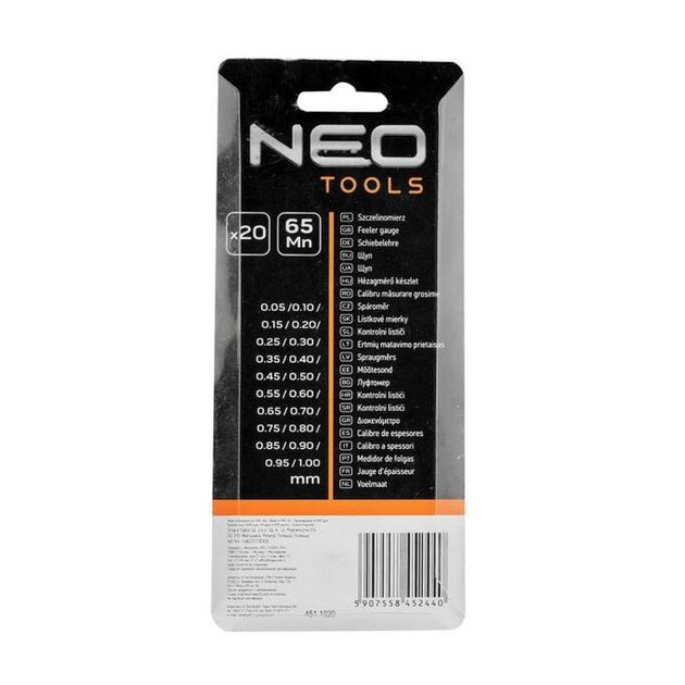 Набор щупов NEO, 20 пластин (артикул 11-191), фото , изображение 3 | SNABZHENIE.com.ua