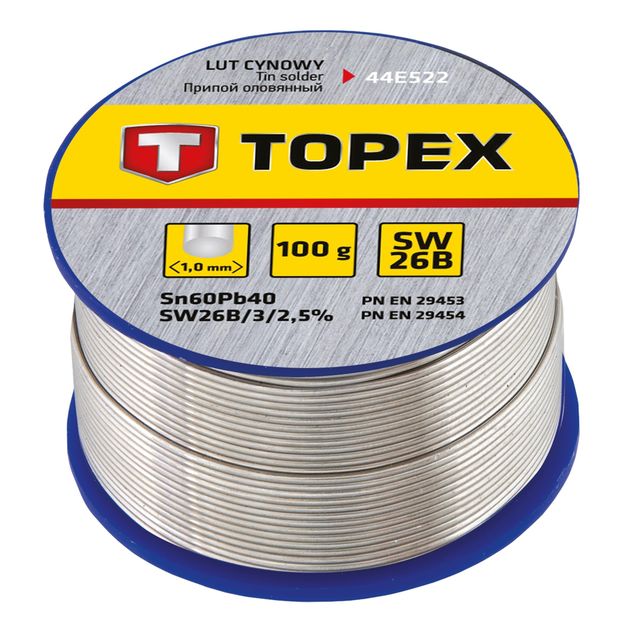 Припой оловянный 60% Sn, проволока 1.0 мм, 100 г TOPEX, фото  | SNABZHENIE.com.ua