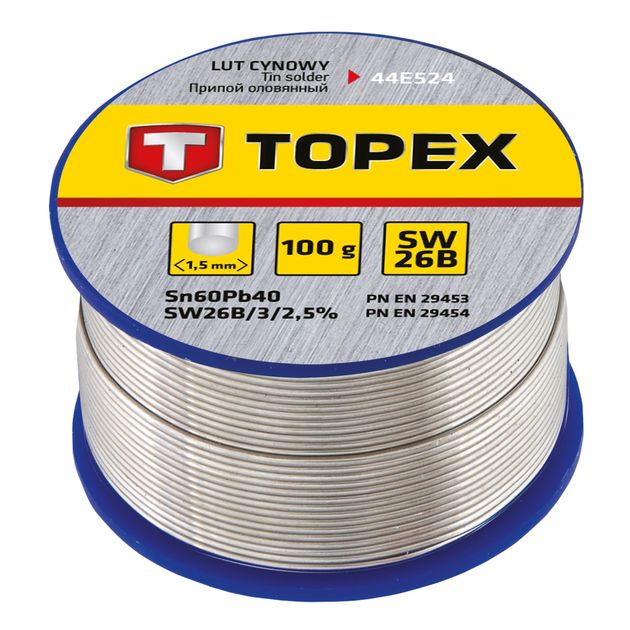 Припой оловянный 60% Sn, проволока 1.5 мм, 100 г TOPEX, фото  | SNABZHENIE.com.ua
