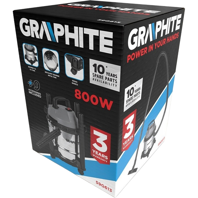 Пылесос GRAPHITE 59G613, 800 Вт, 12 л, фото , изображение 8 | SNABZHENIE.com.ua Пылесос GRAPHITE 59G613, 800 Вт, 12 л, фото , изображение 8 | SNABZHENIE.com.ua