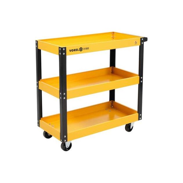 Візок для майстерні VOREL, 3 полки, 120 кг, 77,5 х 76 х 35,5 см, фото , изображение 7 | SNABZHENIE.com.ua