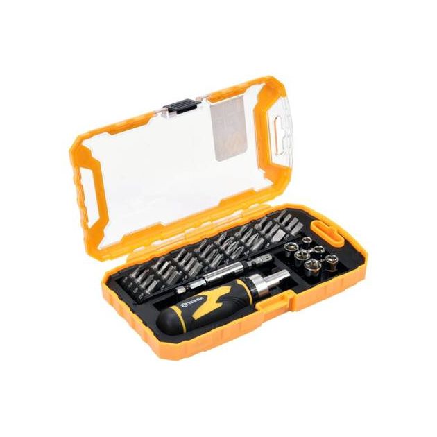 Реверсивная отвертка VOREL: Набор бит и квадратных головок 1/4, 41 шт., фото , изображение 4 | SNABZHENIE.com.ua