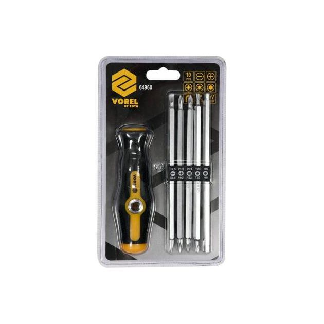 Набор отверток двухсторонних с держателем VOREL, 6 шт, 175 мм, фото , изображение 4 | SNABZHENIE.com.ua