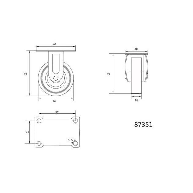 Колесо тележки 50 мм, 16 мм, VOREL, серое, стационарное, 20 кг, фото , изображение 4 | SNABZHENIE.com.ua