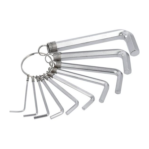 Ключі 6-гранні L-подібні VOREL на кільці, М1,5-10 мм, Cr-V, набір 10 шт., фото , зображення 3 | SNABZHENIE.com.ua