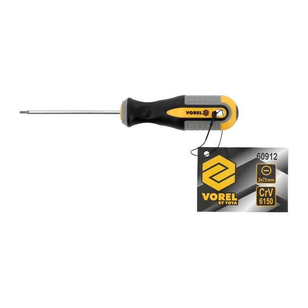 Викрутка плоска VOREL : SL2 х 75 мм. Cr-V [12/96/384], фото , зображення 7 | SNABZHENIE.com.ua