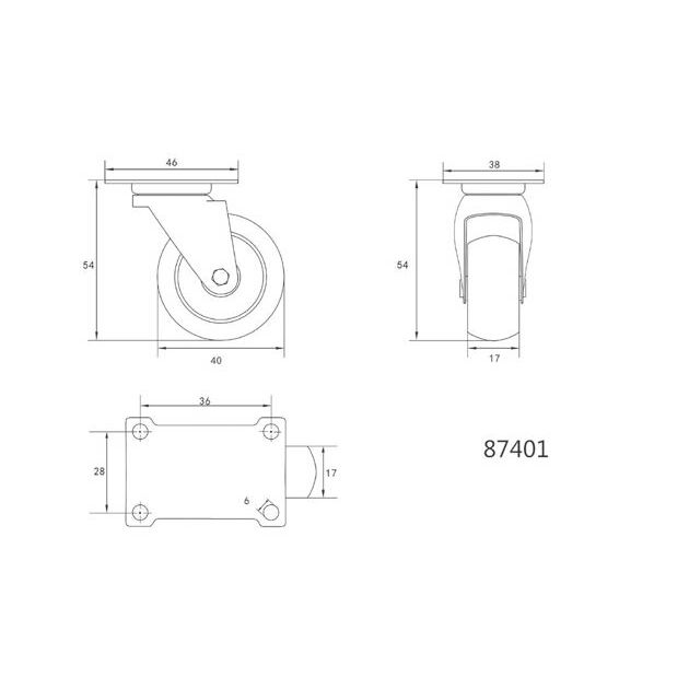 Колесо для тележки VOREL 40 мм, нагрузка 20 кг, вращающееся, VO-87401, фото , изображение 4 | SNABZHENIE.com.ua