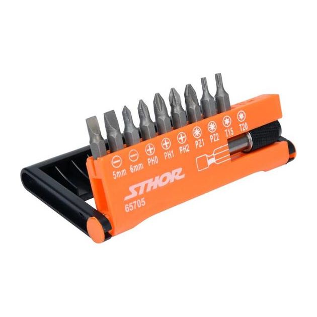 Набор бит STHOR 1/4", 25 мм, с держателем 60 мм, 10 шт., фото , изображение 2 | SNABZHENIE.com.ua