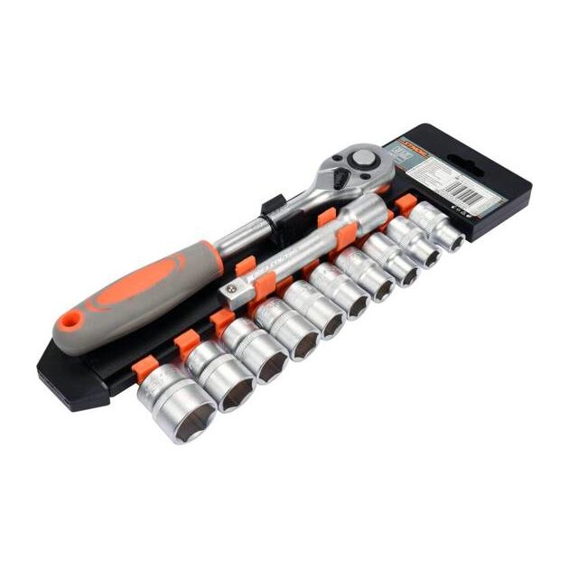 Набір торцевих головок STHOR 1/2", М10-24 мм, з тріщаткою [12 Од.], фото , изображение 2 | SNABZHENIE.com.ua