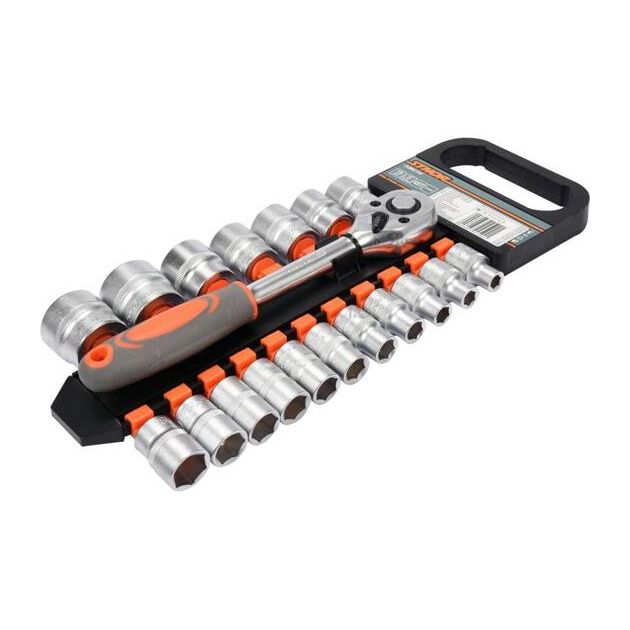 Набір головок торцевих STHOR : квадрат 1/2", М8-32 мм. з тріщаткою [19 Од.] [4/8], фото , зображення 2 | SNABZHENIE.com.ua