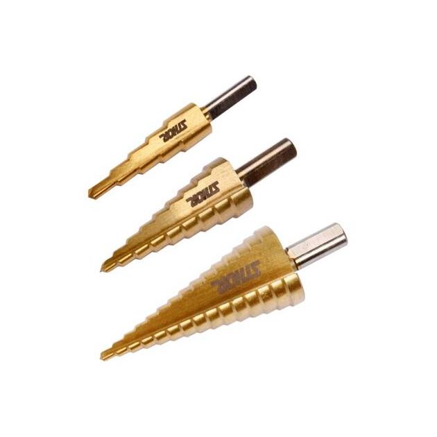 Конічні ступінчасті свердла титанові STHOR, Ø 4-32 мм, HSS 4241, 3 шт, фото , изображение 2 | SNABZHENIE.com.ua