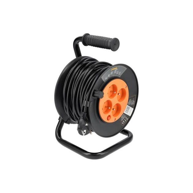 Подовжувач мережевий STHOR на котушці : l= 25 м, 4 гнізда, 3-жильний, Ø= 1 мм², IP44 [1], фото , зображення 2 | SNABZHENIE.com.ua