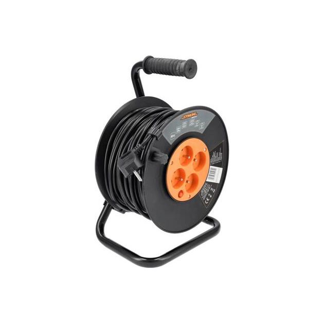 Подовжувач мережевий STHOR на котушці : l= 40 м, 4 гнізда, 3-жильний, Ø= 1 мм², IP44 [1], фото , зображення 2 | SNABZHENIE.com.ua