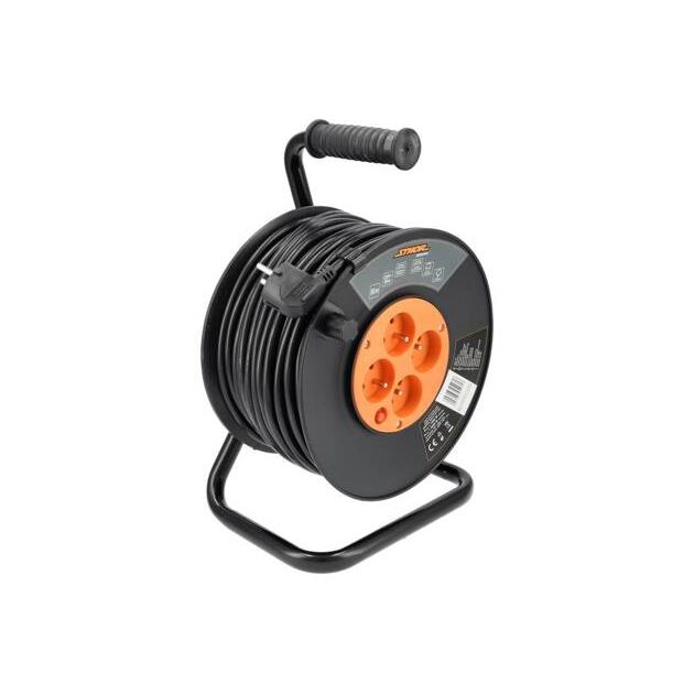 Подовжувач мережевий STHOR на котушці : l= 50 м, 4 гнізда, 3-жильний, Ø= 1.5 мм², IP44 [1], фото , зображення 2 | SNABZHENIE.com.ua