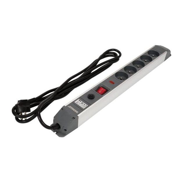 Подовжувач мережевий STHOR: l= 3 м, колодка- 5 гнізд і вмик, 3-жильний Ø=1,5 мм², з заземл. і захист, фото , зображення 2 | SNABZHENIE.com.ua