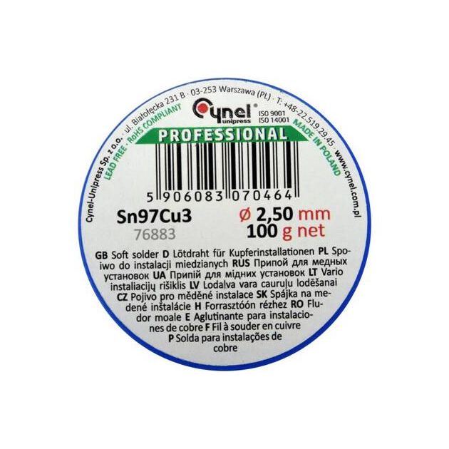 Припой для пайки меди CYNEL, Ø 2.5 мм, 100 г на катушке, фото , изображение 2 | SNABZHENIE.com.ua
