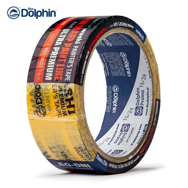 Малярная лента (скотч) 35 мм х 25 м Blue Dolphin WASHI XF7 рисовая бумага, фото  | SNABZHENIE.com.ua