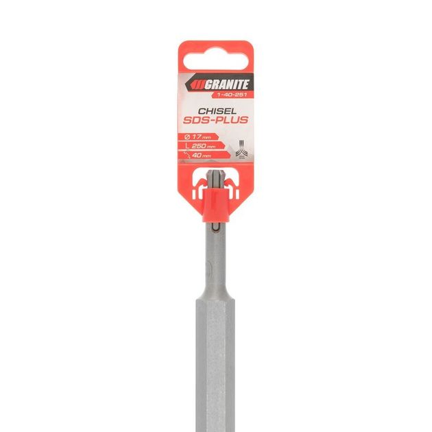 Зубило плоское GRANITE SDS-PLUS 250х40х17 мм 1-40-251, фото , изображение 8 | SNABZHENIE.com.ua Зубило плоское GRANITE SDS-PLUS 250х40х17 мм 1-40-251, фото , изображение 8 | SNABZHENIE.com.ua