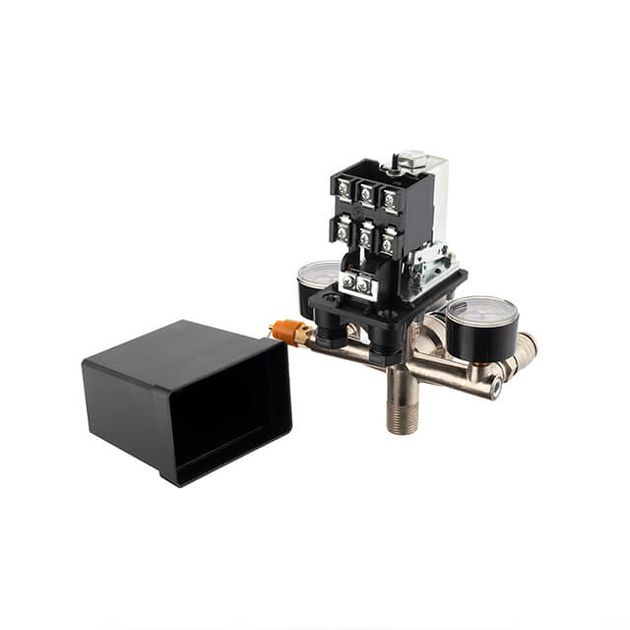 Пресостат 380В в зборі 10 bar (пресостат, редуктор, 2 манометра, запобіжний клапан, два виходи), фото , зображення 4 | SNABZHENIE.com.ua Пресостат 380В в зборі 10 bar (пресостат, редуктор, 2 манометра, запобіжний клапан, два виходи), фото , зображення 4 | SNABZHENIE.com.ua