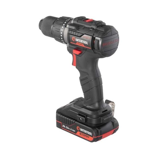 Дриль-шурупокрут акумуляторний з безщітковим двигуном 20 В, 60 Nm, 0-500/0-2000 об/хв, 2-13 мм, літій-іон, 2.0 Ач, ЗП 2А, кейс, фото , зображення 3 | SNABZHENIE.com.ua