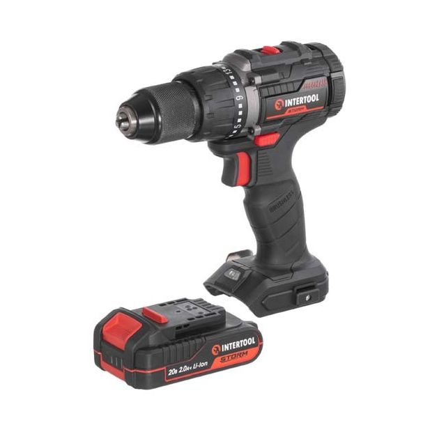 Дриль-шурупокрут акумуляторний з безщітковим двигуном 20 В, 60 Nm, 0-500/0-2000 об/хв, 2-13 мм, літій-іон, 2.0 Ач, ЗП 2А, кейс, фото , зображення 5 | SNABZHENIE.com.ua