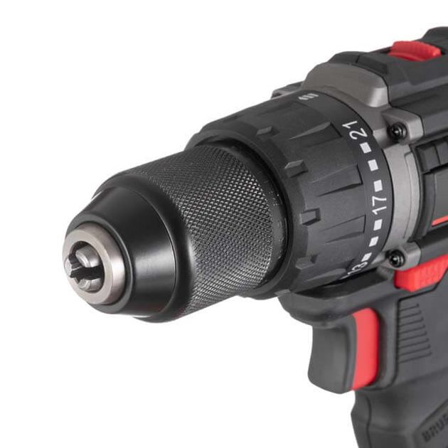 Дриль-шурупокрут акумуляторний з безщітковим двигуном 20 В, 60 Nm, 0-500/0-2000 об/хв, 2-13 мм, літій-іон, 2.0 Ач, ЗП 2А, кейс, фото , зображення 7 | SNABZHENIE.com.ua