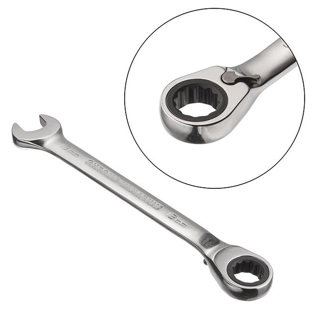 Ключ комбінований із тріскачкою, реверс, 13мм Cr-V; PROF DIN3113, фото , зображення 2 | SNABZHENIE.com.ua