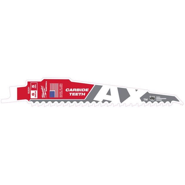 Полотно для сабельных пил AX FANG TIP CARBIDE MILWAUKEE, 150х5мм, (дерево с гвоздями), фото , изображение 2 | SNABZHENIE.com.ua Полотно для сабельных пил AX FANG TIP CARBIDE MILWAUKEE, 150х5мм, (дерево с гвоздями), фото , изображение 2 | SNABZHENIE.com.ua