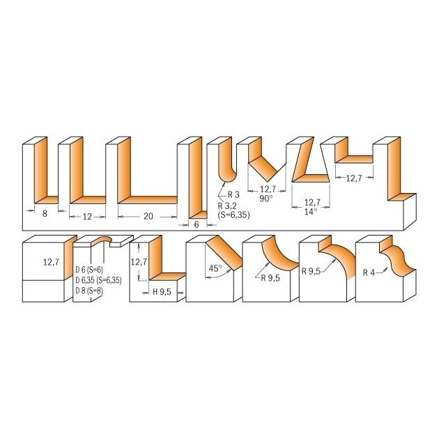 Комплект фрез HM (15 шт.) S=8 CMT 900.001.00, фото , изображение 2 | SNABZHENIE.com.ua Комплект фрез HM (15 шт.) S=8 CMT 900.001.00, фото , изображение 2 | SNABZHENIE.com.ua