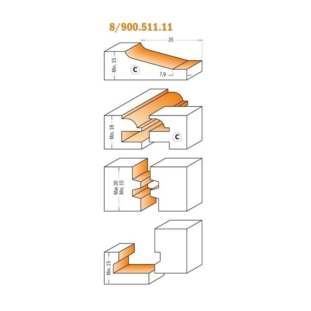 Комплект фрез HW 5 шт. профиль C S=12,7 CMT, фото , изображение 4 | SNABZHENIE.com.ua Комплект фрез HW 5 шт. профиль C S=12,7 CMT, фото , изображение 4 | SNABZHENIE.com.ua
