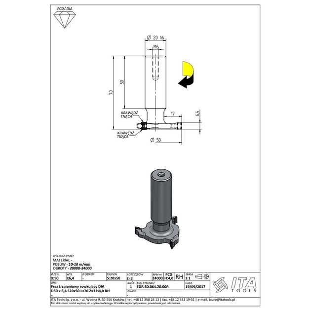 Фреза FDR.50.064.20.00R DIA D=50 I=6.4 S=20 Z=3 ITA TOOLS, фото , изображение 4 | SNABZHENIE.com.ua Фреза FDR.50.064.20.00R DIA D=50 I=6.4 S=20 Z=3 ITA TOOLS, фото , изображение 4 | SNABZHENIE.com.ua
