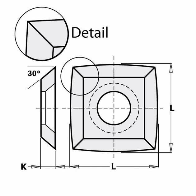 Нож HM 15,0x15,0x2,5mm MG18 d=6,2  Нож HM 15,0x15,0x2,5mm MG18 d=6,2