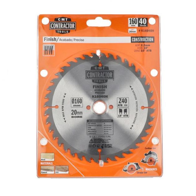 Пила K16040H D=160 K=2,2/1,4 F=20 Z=40 ATB, фото , зображення 2 | SNABZHENIE.com.ua