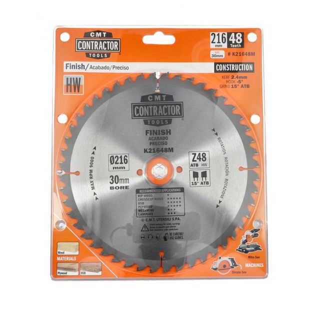Пила K21648M D=216 K=2,4/1,6 F=30 Z=48 ATB, фото , изображение 2 | SNABZHENIE.com.ua