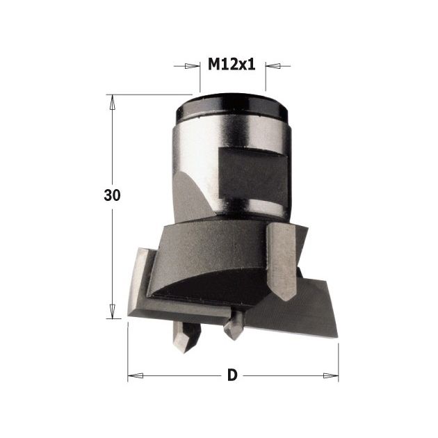 Сверло цилиндрическое с резьб. хвостовиком D=24 L=30 S=M12x1 RH CMT, фото  | SNABZHENIE.com.ua