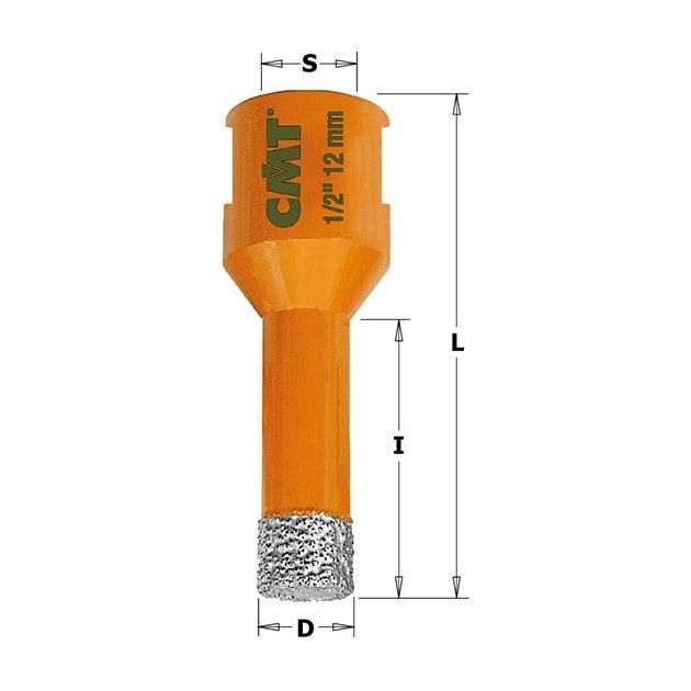 Коронка D=55 I=40 L=60 S=M14 для сухого сверления камня и керамики, фото  | SNABZHENIE.com.ua