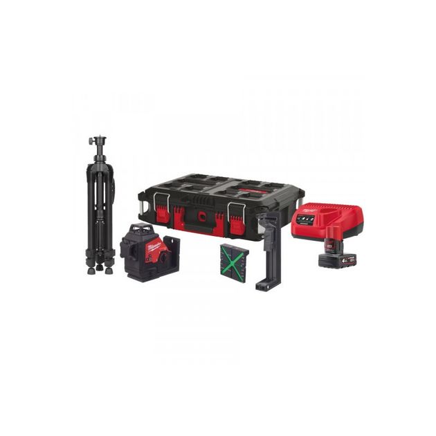 Нивелир лазерный аккумуляторный 3D MILWAUKEE, M12 3PLSKIT-401P (ЗУ+1акк.Х4Ач+оборудование+PACKOUT), фото  | SNABZHENIE.com.ua