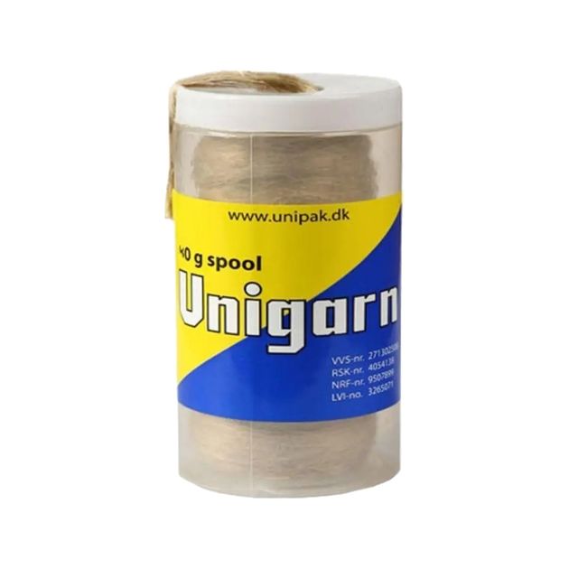 Лен сантехнический Unigarn 40 гр катушка в контейнере, фото  | SNABZHENIE.com.ua