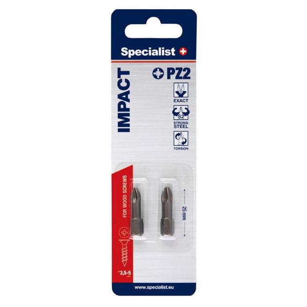 Вставка-викрутка біта Specialist+ PZ2x25, 2 шт, фото  | SNABZHENIE.com.ua